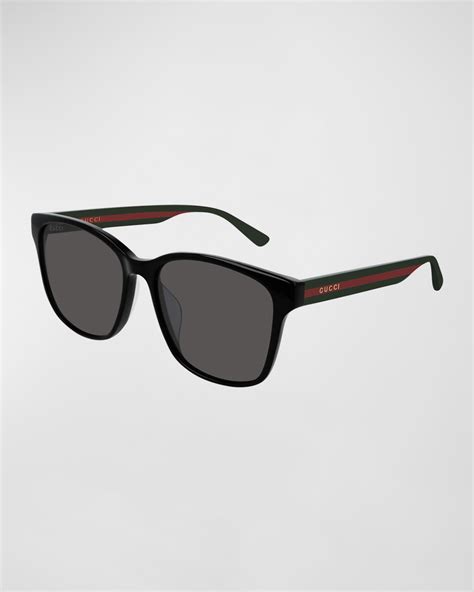 Gucci Men's Square Acetate Sunglasses with Signature Web